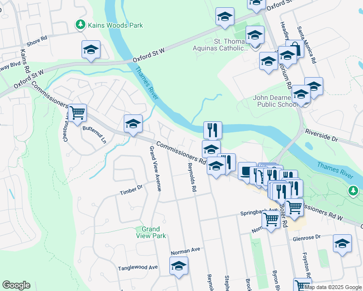 map of restaurants, bars, coffee shops, grocery stores, and more near in London