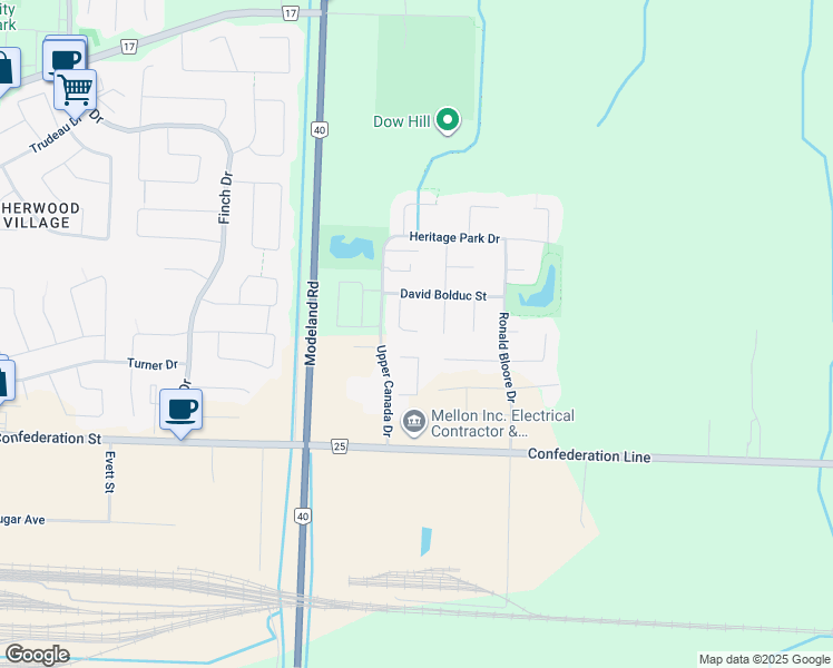 map of restaurants, bars, coffee shops, grocery stores, and more near 183 Alex Cameron Ct in Sarnia
