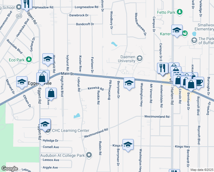 map of restaurants, bars, coffee shops, grocery stores, and more near 35 Brantwood Road in Snyder