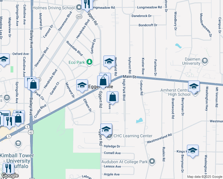 map of restaurants, bars, coffee shops, grocery stores, and more near 26 Chassin Avenue in Buffalo