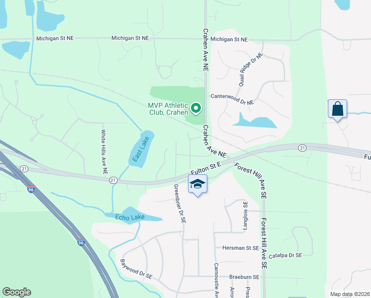 map of restaurants, bars, coffee shops, grocery stores, and more near 4335 Aspen Trails Drive Northeast in Grand Rapids