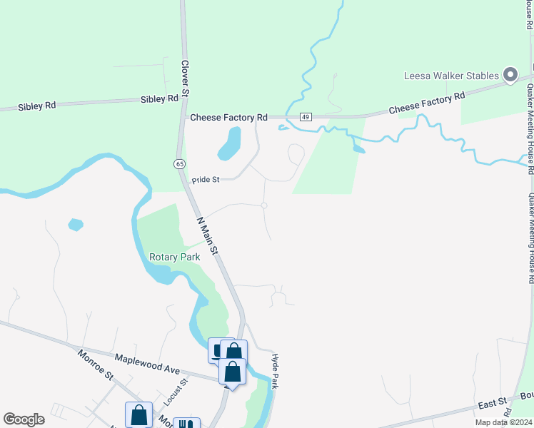 map of restaurants, bars, coffee shops, grocery stores, and more near 24 Chase Meadow Trail in Honeoye Falls