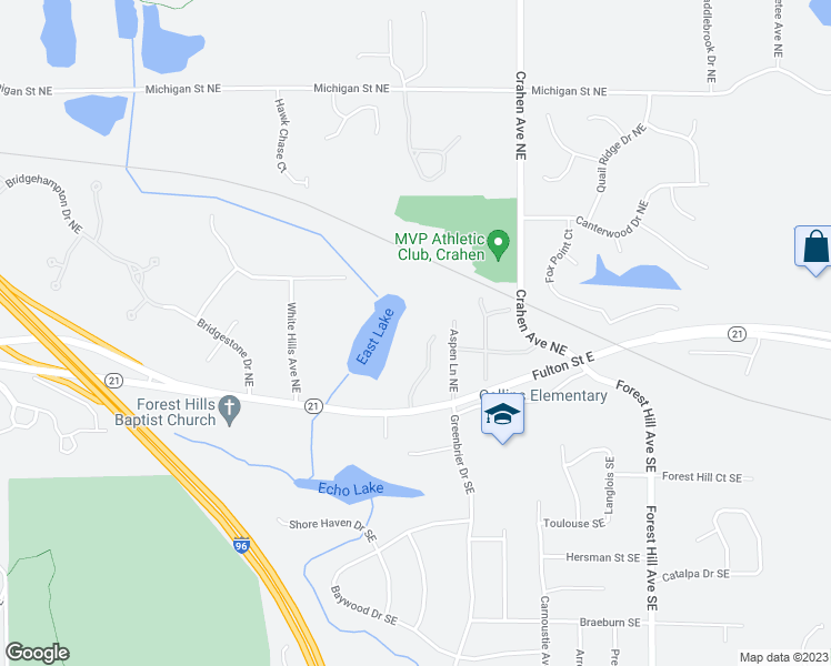 map of restaurants, bars, coffee shops, grocery stores, and more near 17 Peartree Lane Northeast in Grand Rapids