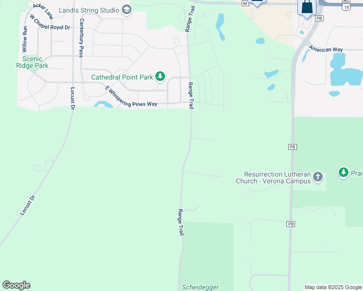 map of restaurants, bars, coffee shops, grocery stores, and more near 2007 Range Trail in Verona