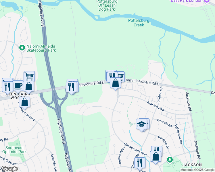 map of restaurants, bars, coffee shops, grocery stores, and more near in London