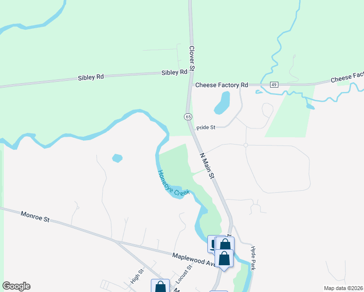 map of restaurants, bars, coffee shops, grocery stores, and more near 222 North Main Street in Honeoye Falls