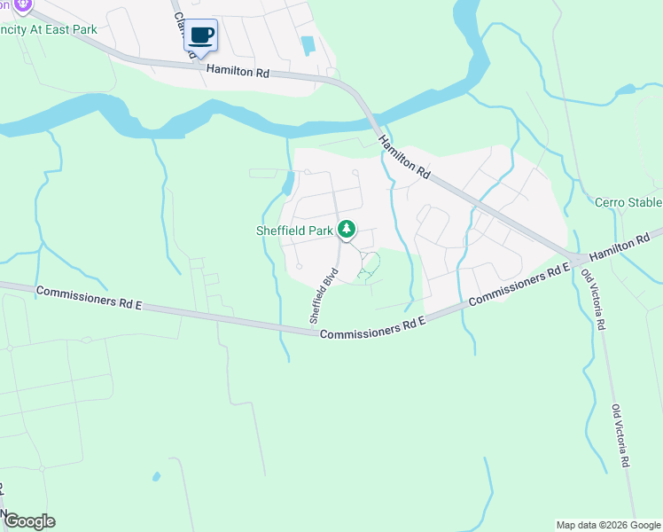 map of restaurants, bars, coffee shops, grocery stores, and more near 2619 Sheffield Boulevard in London
