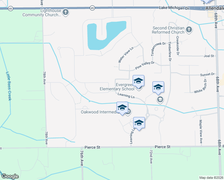 map of restaurants, bars, coffee shops, grocery stores, and more near 7428 Thistle Street in Allendale Charter Township