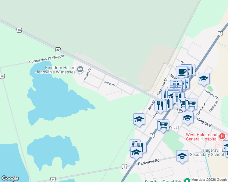 map of restaurants, bars, coffee shops, grocery stores, and more near 1 Porter Avenue in Jarvis