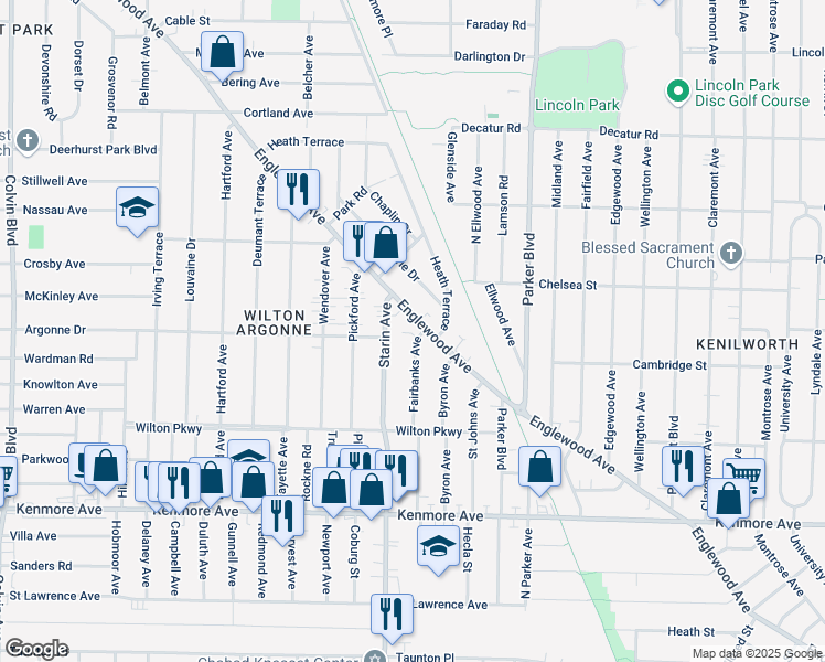 map of restaurants, bars, coffee shops, grocery stores, and more near 152 Fairbanks Avenue in Buffalo
