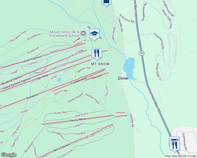 map of restaurants, bars, coffee shops, grocery stores, and more near 12J Trailside Village Way in Dover