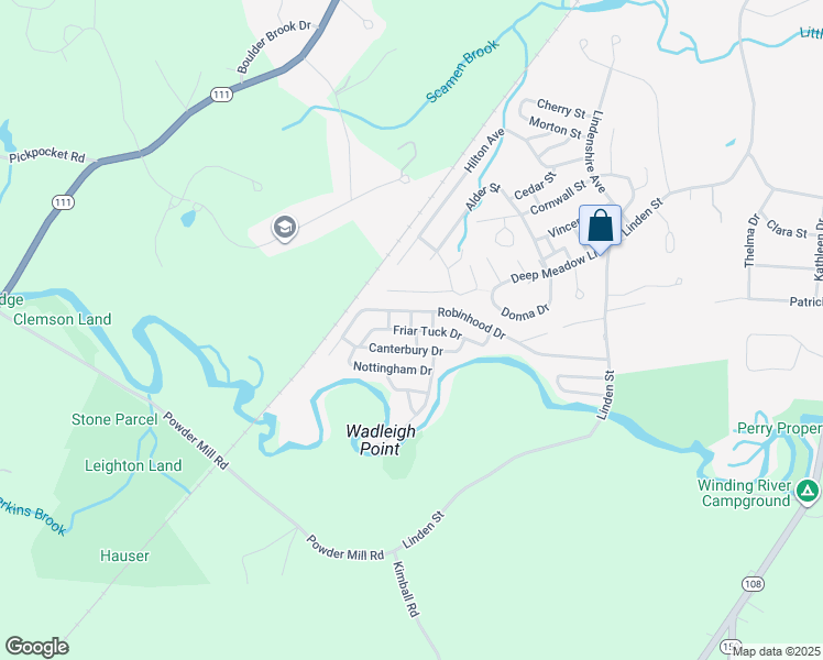 map of restaurants, bars, coffee shops, grocery stores, and more near 313 Friar Tuck Drive in Exeter