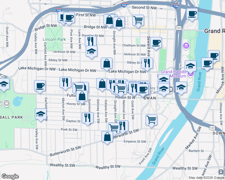 map of restaurants, bars, coffee shops, grocery stores, and more near 759 Veto Street Northwest in Grand Rapids