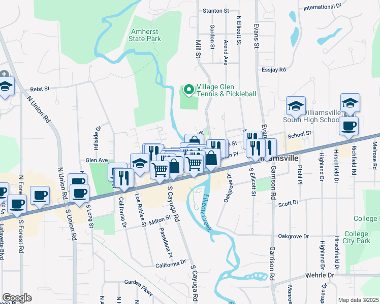 map of restaurants, bars, coffee shops, grocery stores, and more near 237 Glen Avenue in Buffalo