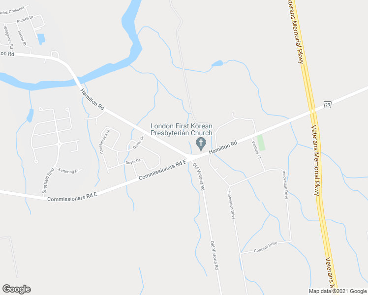 map of restaurants, bars, coffee shops, grocery stores, and more near 1814 Hamilton Road in London