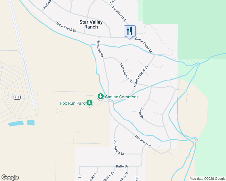 map of restaurants, bars, coffee shops, grocery stores, and more near 385 Hardman Road in Star Valley Ranch