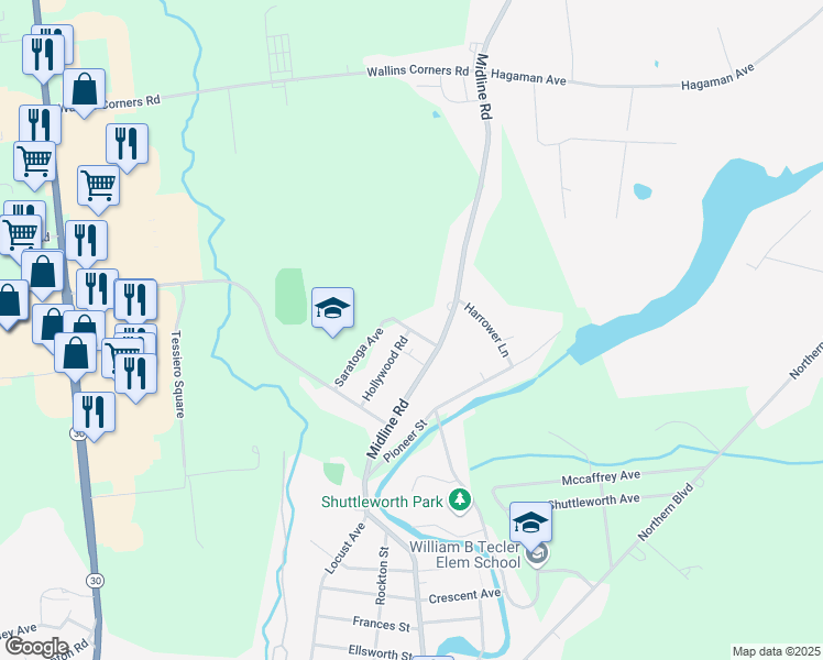 map of restaurants, bars, coffee shops, grocery stores, and more near 140 Saratoga Avenue in Amsterdam