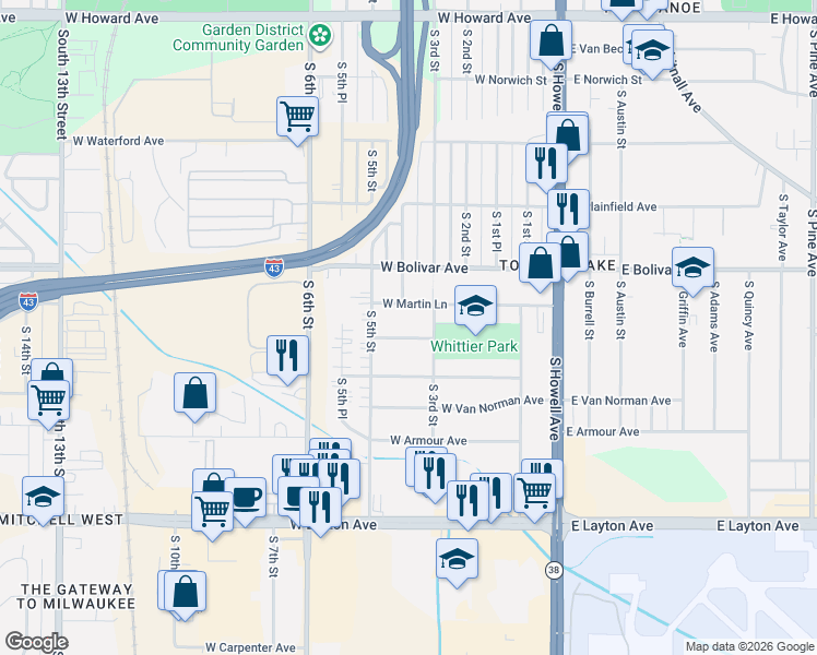 map of restaurants, bars, coffee shops, grocery stores, and more near 306 West Bottsford Avenue in Milwaukee