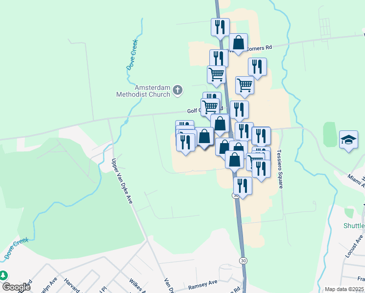 map of restaurants, bars, coffee shops, grocery stores, and more near 100 Amsterdam Commons in Amsterdam