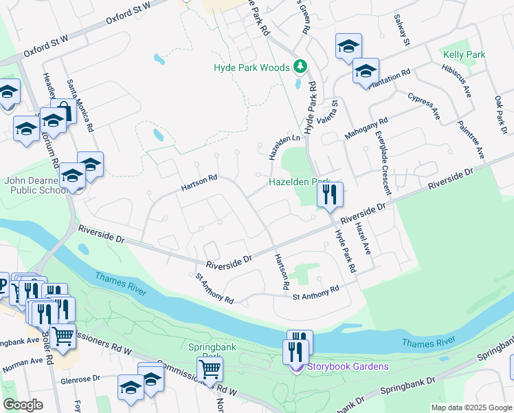 map of restaurants, bars, coffee shops, grocery stores, and more near 348 Green Hedge Crescent in London