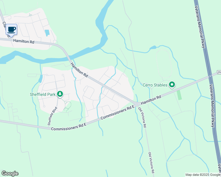 map of restaurants, bars, coffee shops, grocery stores, and more near 1746 Hamilton Road in London