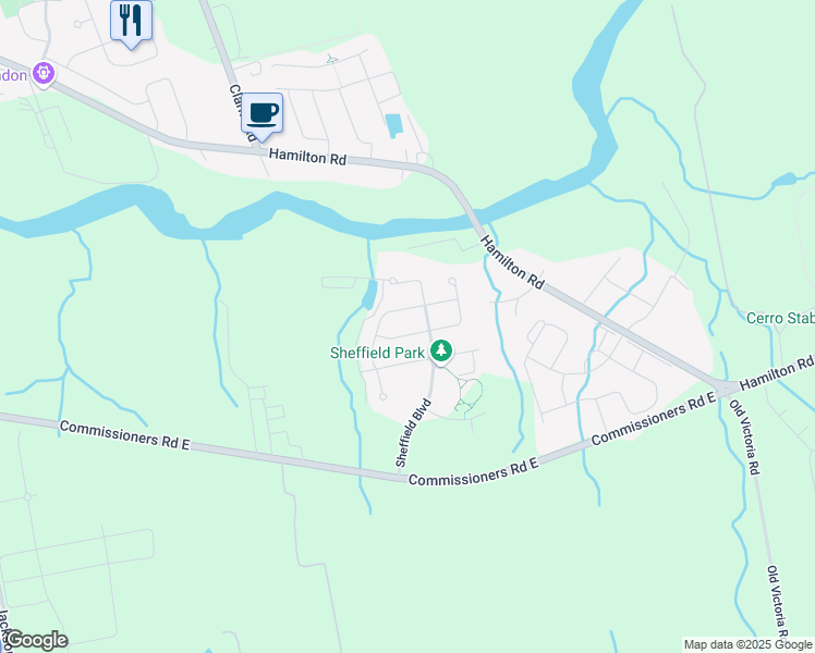 map of restaurants, bars, coffee shops, grocery stores, and more near 2499 Seven Oaks Ridge in London