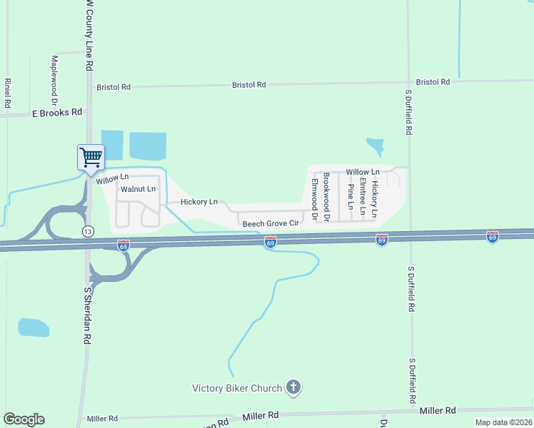 map of restaurants, bars, coffee shops, grocery stores, and more near 250 Hickory Lane in Lennon