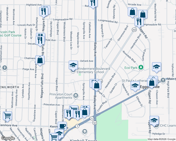 map of restaurants, bars, coffee shops, grocery stores, and more near 251 Callodine Avenue in Buffalo