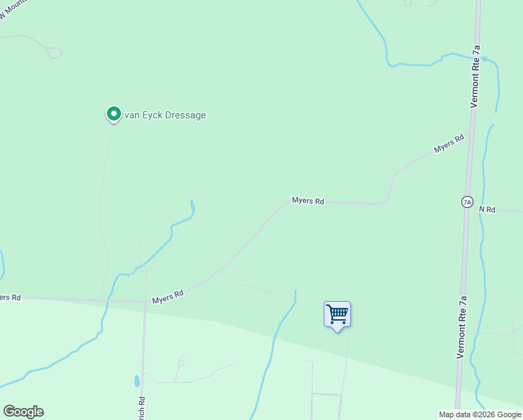 map of restaurants, bars, coffee shops, grocery stores, and more near 764 Myers Road in Shaftsbury