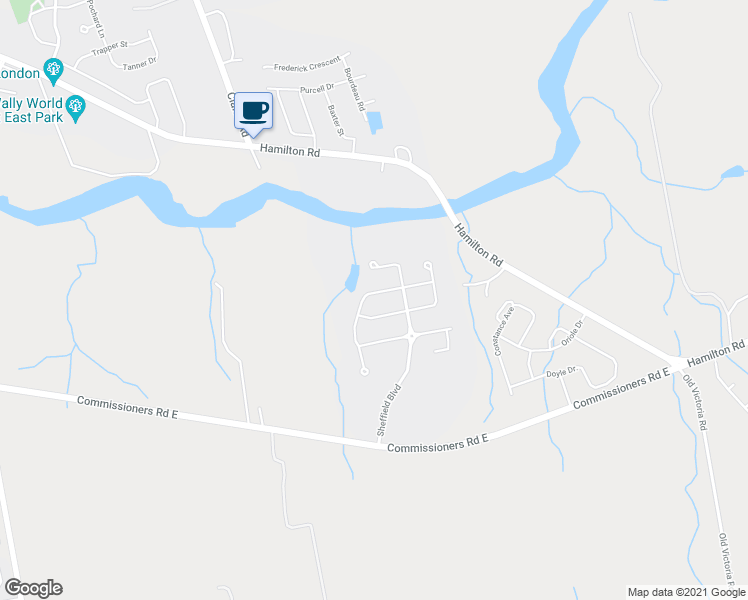 map of restaurants, bars, coffee shops, grocery stores, and more near 2499 Seven Oaks Ridge in London