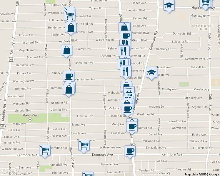 map of restaurants, bars, coffee shops, grocery stores, and more near 66 Tremont Avenue in Kenmore