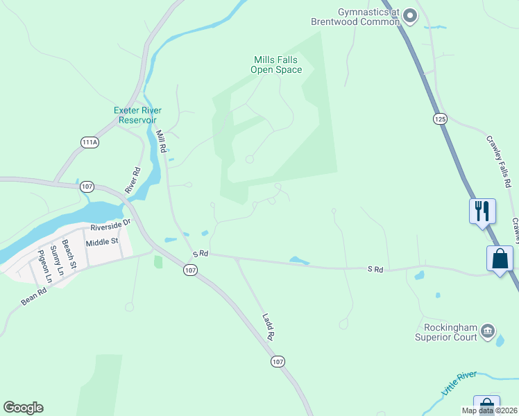 map of restaurants, bars, coffee shops, grocery stores, and more near 27 Mill Pond Road in Brentwood