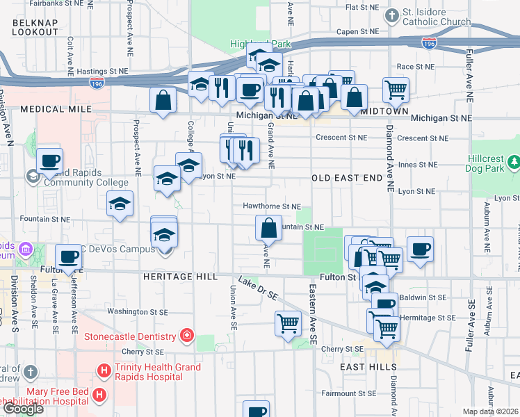 map of restaurants, bars, coffee shops, grocery stores, and more near in Wyoming