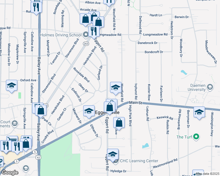 map of restaurants, bars, coffee shops, grocery stores, and more near 1378 Eggert Road in Buffalo