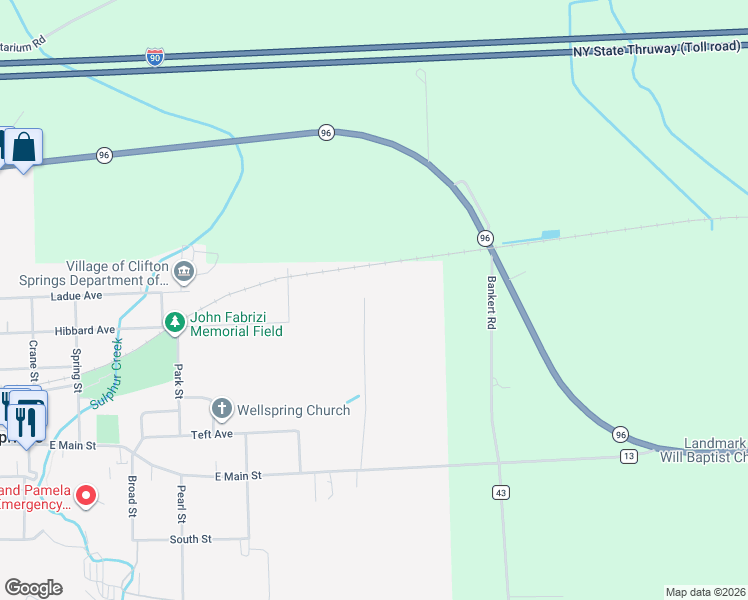 map of restaurants, bars, coffee shops, grocery stores, and more near 27 Hillside Drive in Clifton Springs