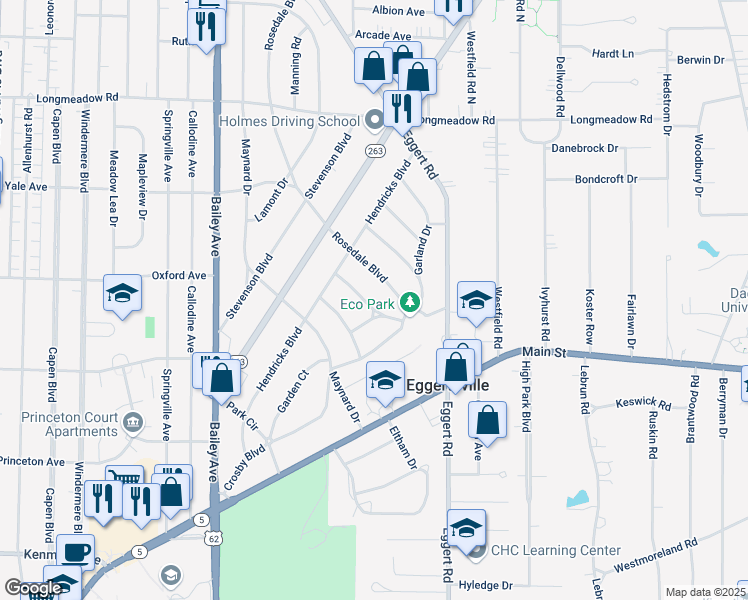 map of restaurants, bars, coffee shops, grocery stores, and more near 41 Olney Drive in Buffalo