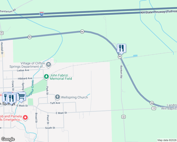 map of restaurants, bars, coffee shops, grocery stores, and more near 27 Hillside Drive in Clifton Springs