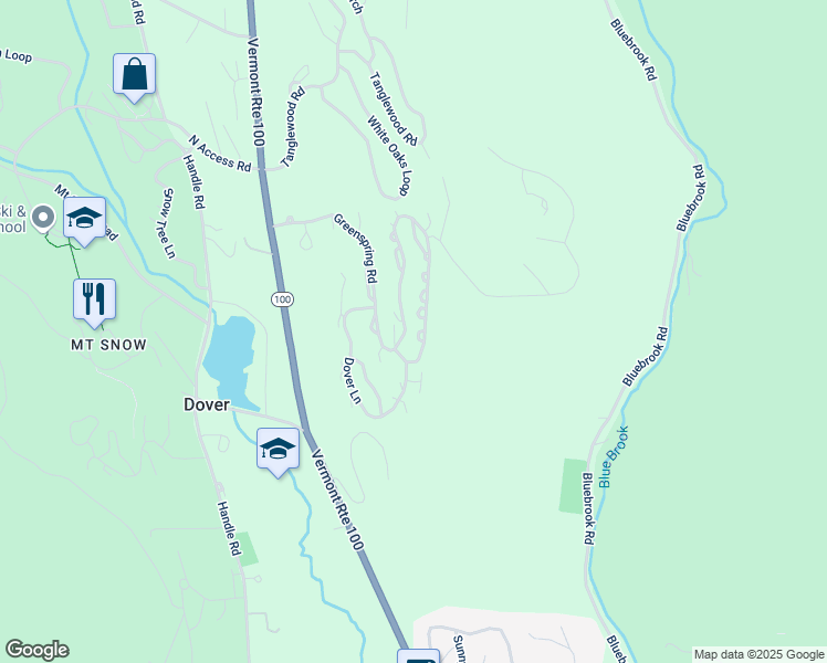 map of restaurants, bars, coffee shops, grocery stores, and more near 104 Greenspring Road in Dover