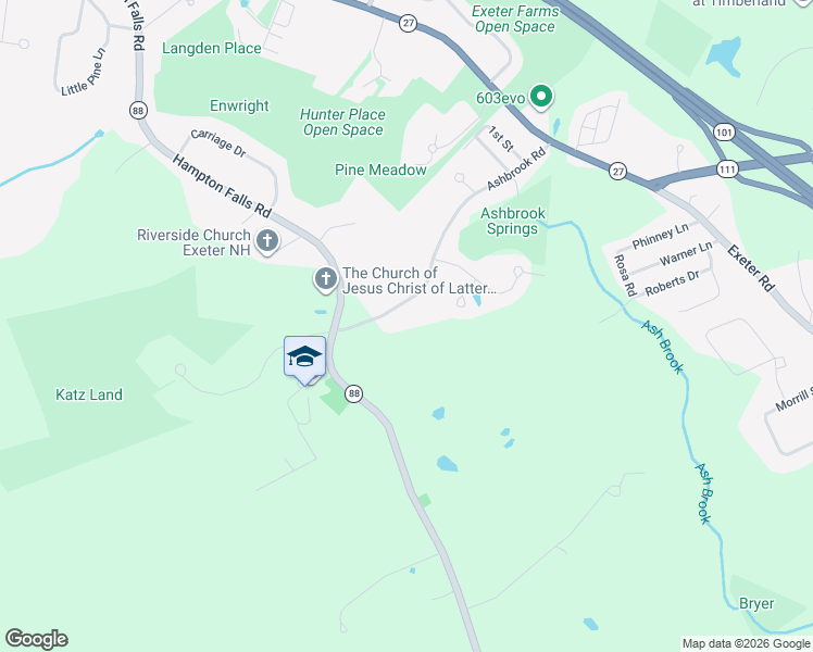 map of restaurants, bars, coffee shops, grocery stores, and more near 7 Ashbrook Road in Exeter