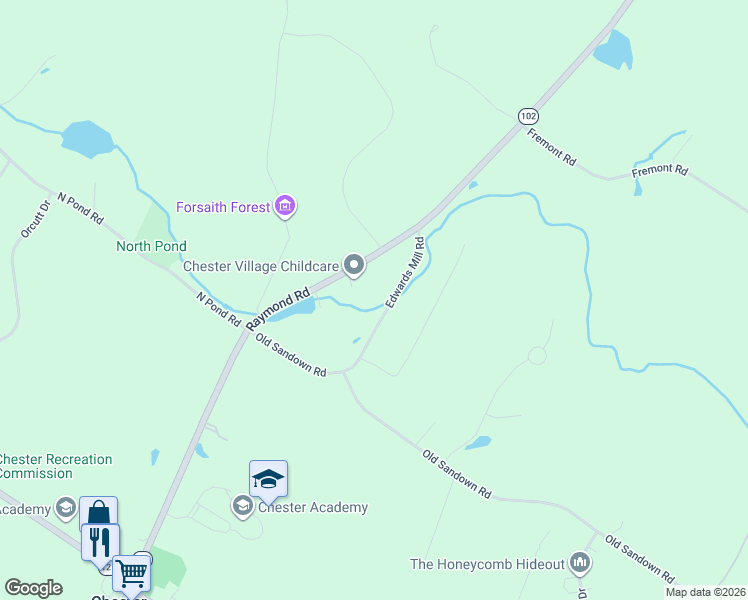 map of restaurants, bars, coffee shops, grocery stores, and more near 34 Edwards Mill Road in Chester