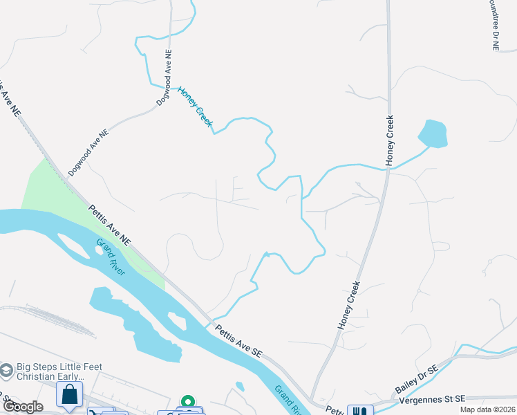 map of restaurants, bars, coffee shops, grocery stores, and more near 7721 Sun Quest Ridge Drive Northeast in Ada