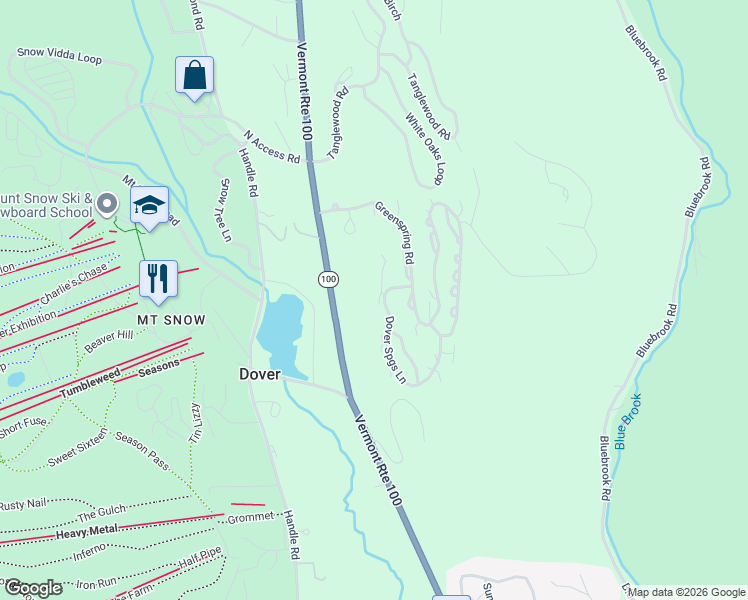map of restaurants, bars, coffee shops, grocery stores, and more near 39A Dover Springs Lane in Dover