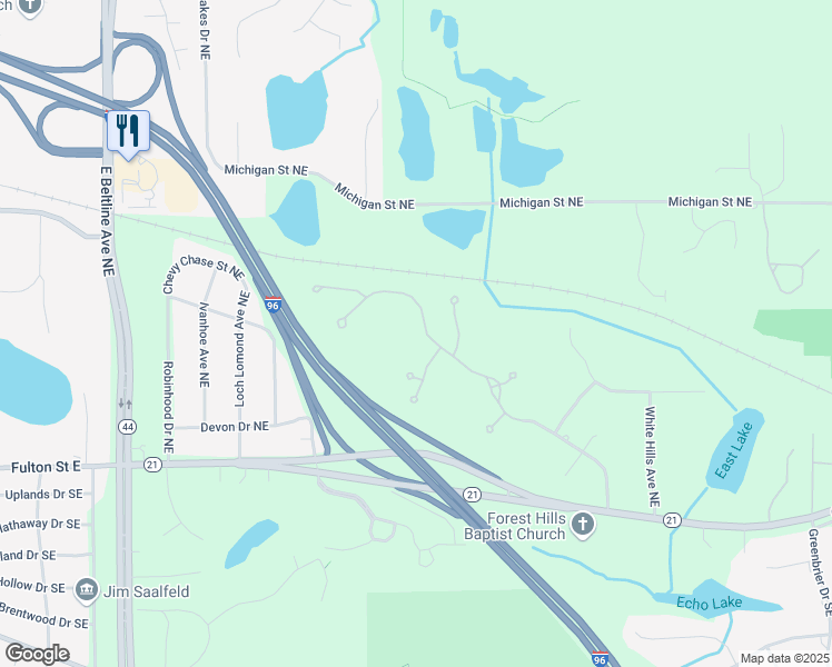 map of restaurants, bars, coffee shops, grocery stores, and more near 3734 Bridgehampton Drive Northeast in Grand Rapids