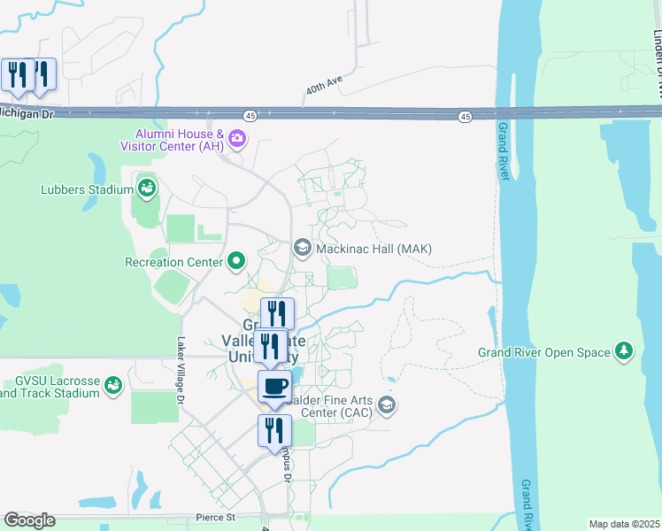 map of restaurants, bars, coffee shops, grocery stores, and more near 10880 Residence Drive in Allendale Charter Township