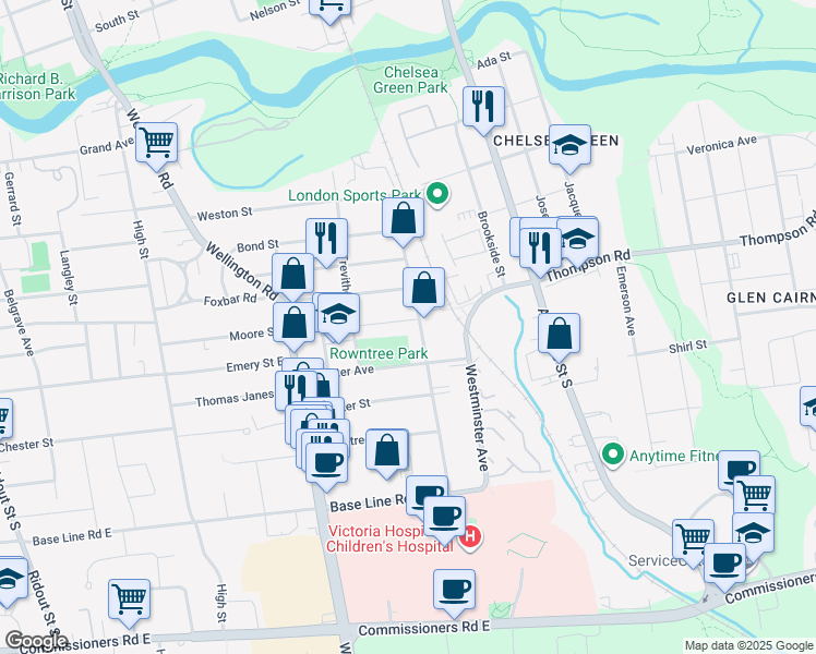 map of restaurants, bars, coffee shops, grocery stores, and more near 111 Lincoln Place in London