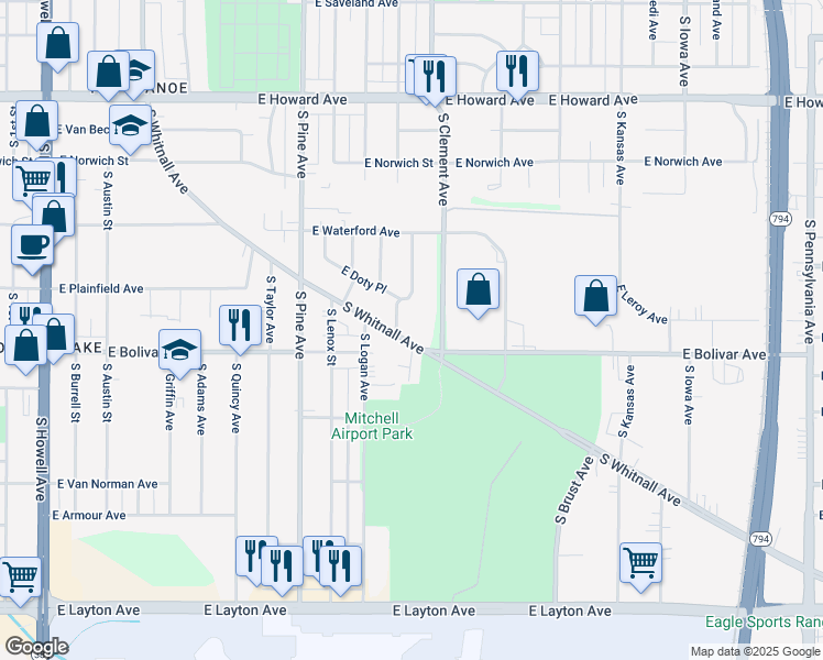 map of restaurants, bars, coffee shops, grocery stores, and more near 4252 South Herman Street in Milwaukee