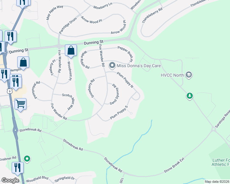 map of restaurants, bars, coffee shops, grocery stores, and more near 13 Sand Spurrey Road in Ballston Spa