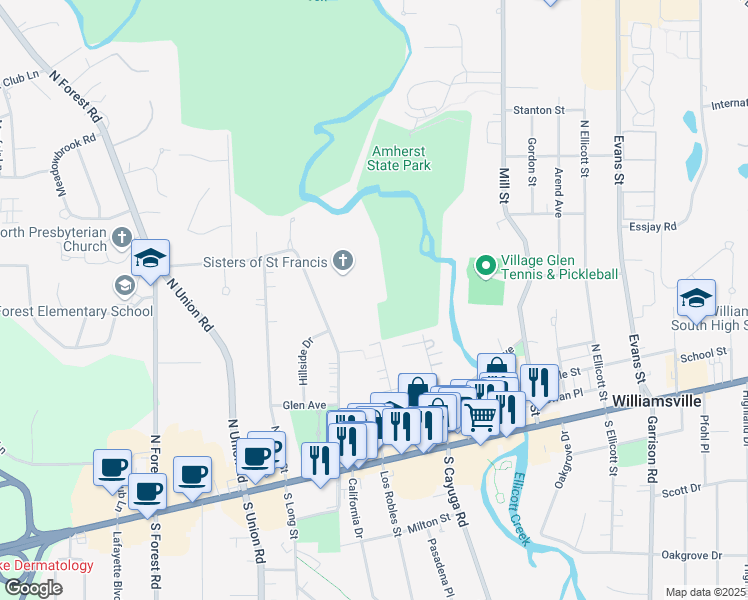map of restaurants, bars, coffee shops, grocery stores, and more near 149 Reist Street in Buffalo