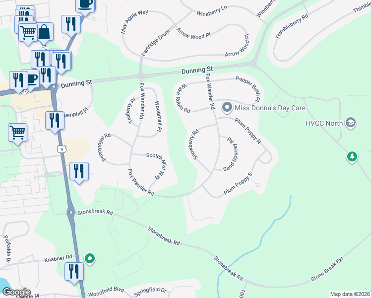 map of restaurants, bars, coffee shops, grocery stores, and more near 45 Snowberry Road in Ballston Spa