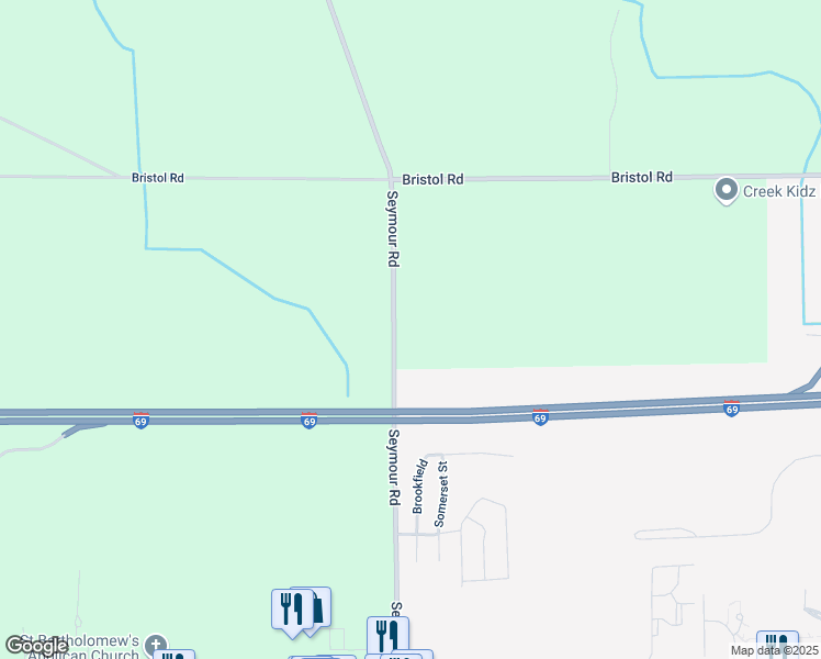 map of restaurants, bars, coffee shops, grocery stores, and more near 4141 Seymour Road in Swartz Creek